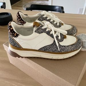 Kickoff Trainer Sneakers in Leather and Spot Mix Calf Hair